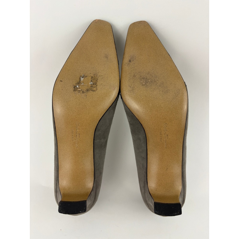 Vintage Salvatore Ferragamo Tri-Color Suede Pumps Size 7.5B Block Heel Old Money - Picture 9 of 11